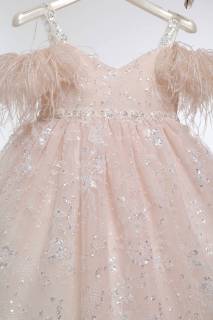 ΦΟΡΕΜΑ ΒΑΠΤΙΣΗΣ MI CHIAMO BLUSH  PINK-ΠΟΥΔΡΑ ΓΚΛΙΤΕΡ