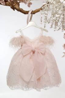 ΦΟΡΕΜΑ ΒΑΠΤΙΣΗΣ MI CHIAMO BLUSH  PINK-ΠΟΥΔΡΑ ΓΚΛΙΤΕΡ
