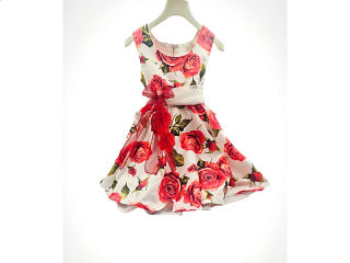 Φόρεμα Κόκκινο Εμπριμέ με Τούλινη Ζώνη