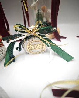 Χριστουγεννιάτικο Ρόδι  με Κορδέλες & PLEXI  Στοιχείο Χρονιάς