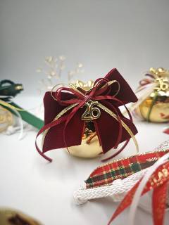 Χριστουγεννιάτικο Ρόδι Πολυτελείας Χρυσό με Φιόγκο & Κορδέλες (Με Δώρο Συσκευασία)