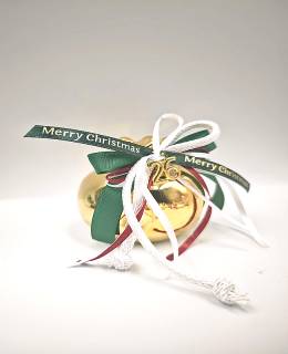 Χριστουγεννιάτικο Ρόδι Πολυτελείας  Χρυσό με Κορδέλες & Μεταλλικό Στοιχείο Χρονιάς