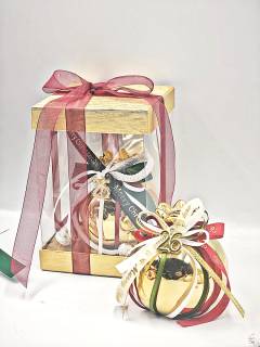 Χριστουγεννιάτικο Ρόδι Πολυτελείας  Χρυσό με Φιόγκο & Κορδέλες (Με Δώρο Συσκευασία)