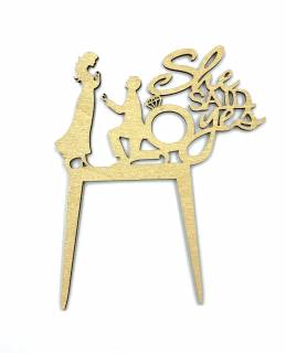 ΧΡΥΣΟ ΞΥΛΙΝO LASERCUT ΣΤΙΚ ¨She said yes"