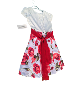 Φόρεμα Κόκκινο Εμπριμέ με Λουλούδια & Ζώνη