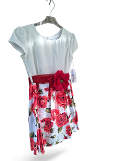 Φόρεμα Κόκκινο Εμπριμέ με Λουλούδια & Ζώνη