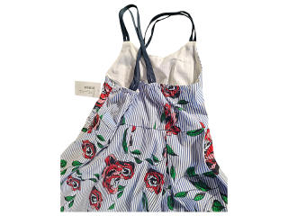 Φόρεμα Τιράντα Ριγέ Μπλε με Τριαντάφυλλα