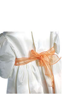 Βαπτιστικό Φόρεμα Εκρού–Πορτοκαλί με Κεντημένα Λουλούδια (12–18 Μηνών)